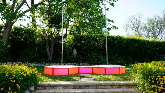 all star stages double stripper pole portable stage and catwalk outside on grass backyard 1000px