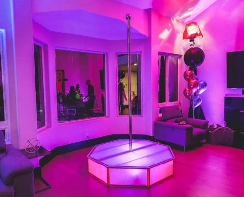 all star stages pink delight portable stripper pole and stage in house for bday party 1000px