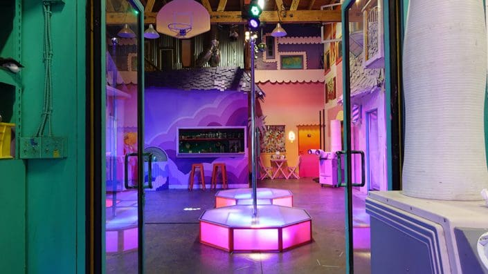 double trouble portable stripper poles and catwalk by all star stages at creatington studios side view thru doorway 1000px double trouble portable stripper poles and catwalk by all star stages at creatington studios side view thru doorway 1000px