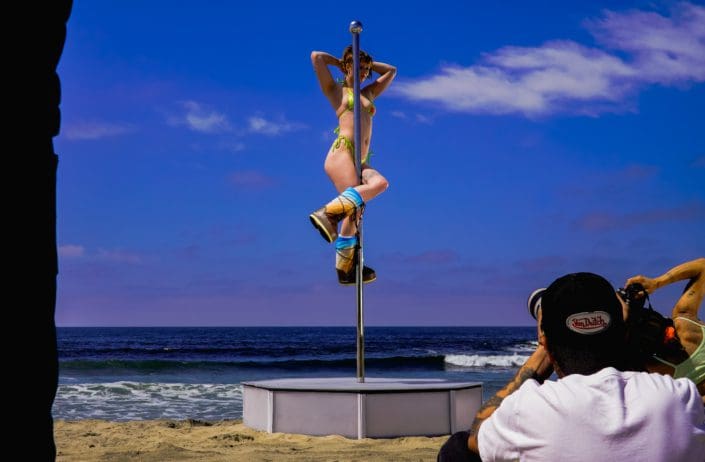 von dutch hat photographer shoots model suspended on all star stages portable dance pole on the beach-2 von dutch hat photographer shoots model suspended on all star stages portable dance pole on the beach-2