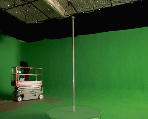 all star stages portable green screen octagon stage and ceiling free dance pole for production