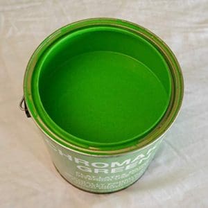 chroma key green paint with lid off