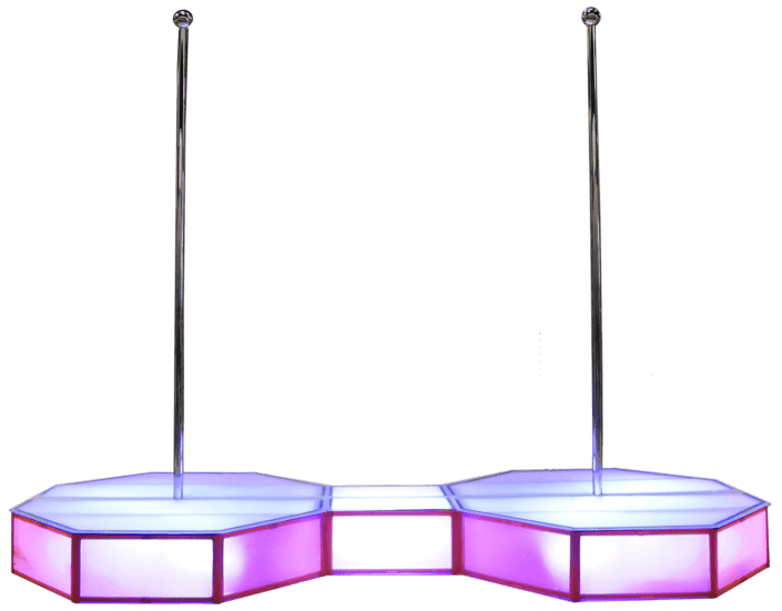 double trouble twin portable stripper poles and octagon stages in pink background removed double trouble twin portable stripper poles and octagon stages in pink background removed