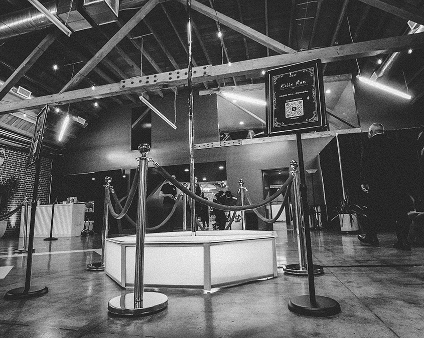 BW all star stages x octagon acrylic glow stage and ceiling free spinning professional dance pole