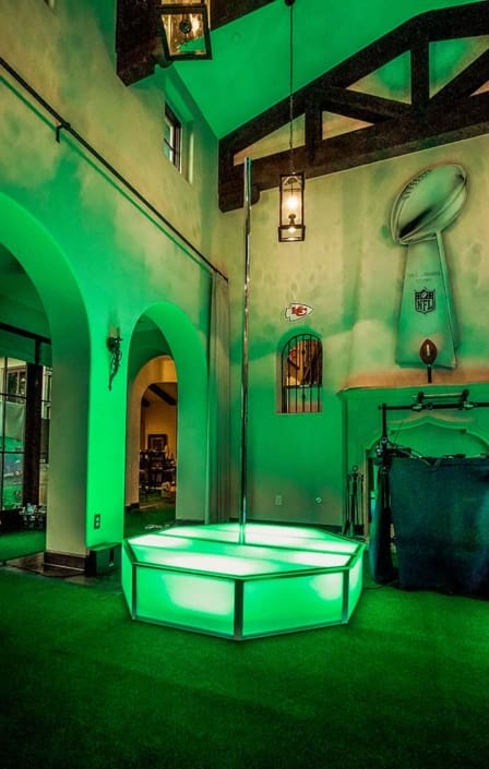 all star stages X commercial portable spinning pole industrial octagon acrylic stage unlimited freedom green