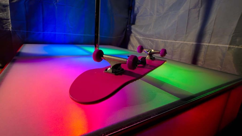 all star stages custom acrylilc glow furniture 6x4 stage with spinning 45mm dance pole and pink skateboard with led lighting the top green pink orange