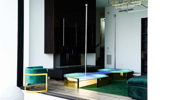 all star stages gold mirrored double stage catwalk and ceiling free pole avail for purchase all star stages gold mirrored double stage catwalk and ceiling free pole avail for purchase