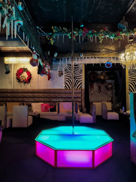 all star stages x glow stage with spinning pole in pink n turquoise 2