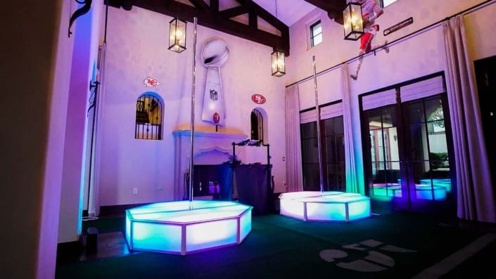 all star stages x portable octo stages and spinning poles glow orb edition